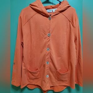 Susan Graver Vibrant Orange Button-Up Jacket